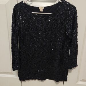 Navy Sequin Women's Top